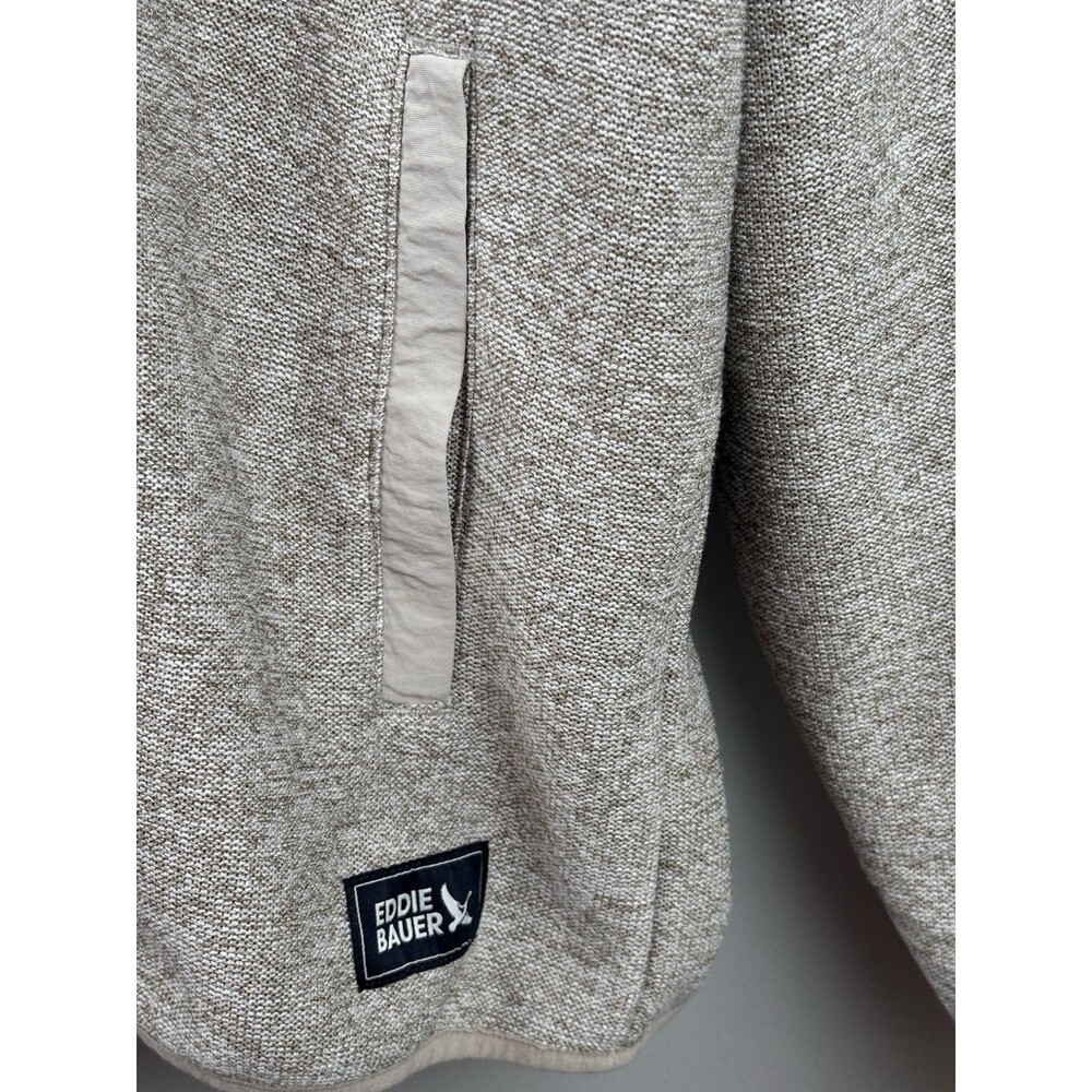 Eddie Bauer Sweater Mens XL Pullover Fleece 1/4 Snap Beige Knit Front Pocket - Picture 7 of 7
